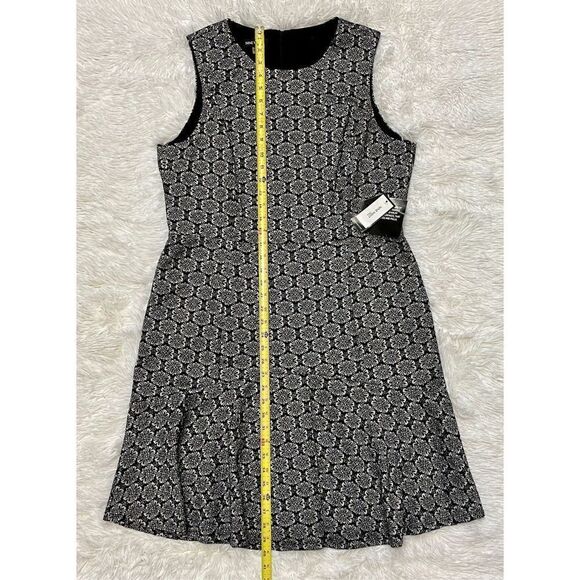 NWT Nine West SZ 16 Woman’s Black Metallic Floral Print Dress - Picture 5 of 12